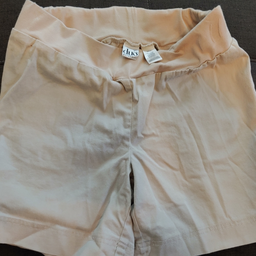 Khaki colored maternity shorts